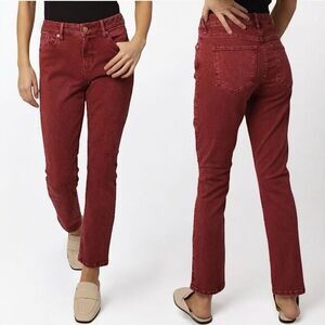 Dear John Blaire Slim Straight Jeans Size 24 Distressed Red Molted‎ Lava Ankle